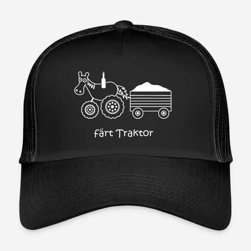 färt traktor, lustiges Pferd, Landwirt, Bauer - Trucker Cap - Schwarz/Schwarz