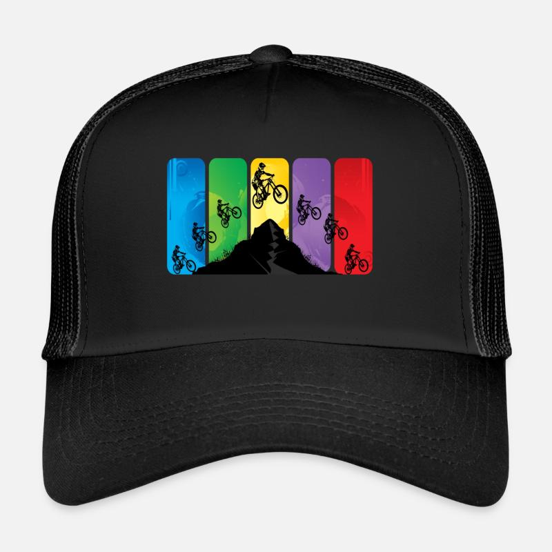 Saut VTT | VTTistes de descente | vélo de montagne - Casquette trucker  - noir/noir