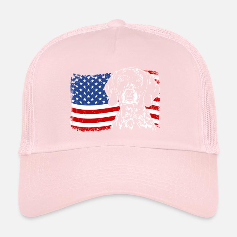 German Shorthaired Pointer Amerika Fahne Hunde Trucker Cap