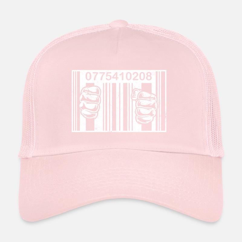 PRISON BARCODE WHITE CONSUMER TRAP Trucker Cap