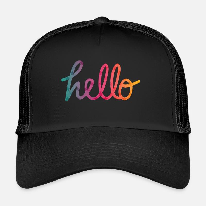 Hello Typographie arc-en-ciel - Casquette trucker  - noir/noir