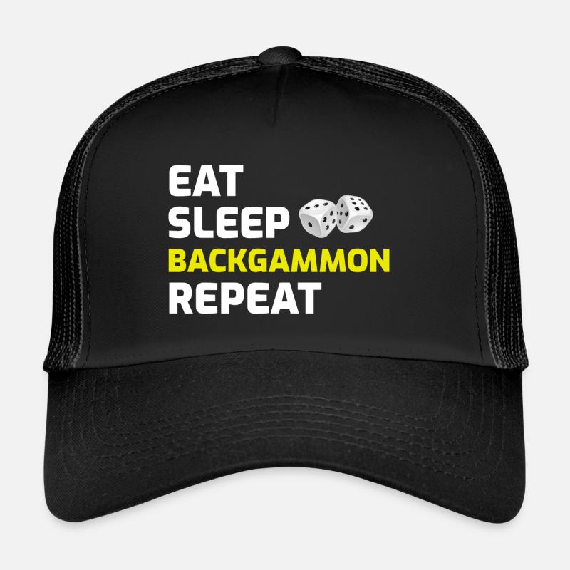 Backgammon Spieler Brettspiel lustige Sprüche Geschenk - Trucker Cap - Schwarz/Schwarz