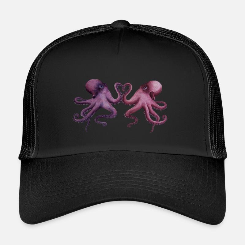 Pieuvres amoureuses de la Saint-Valentin - Casquette trucker  - noir/noir