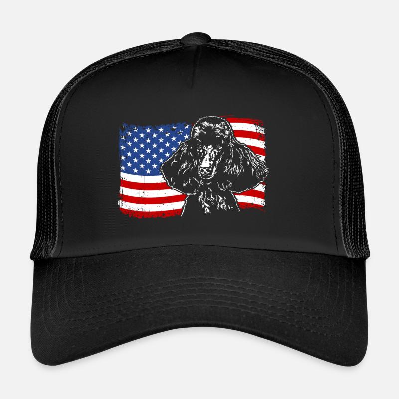 Caniche Amérique Flag Chien Chiens Wilsigns Casquette trucker 