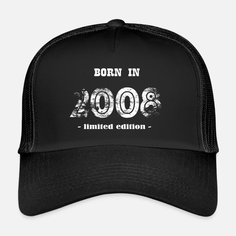 BORN IN 2008 - limited edition - Trucker Cap - Schwarz/Schwarz