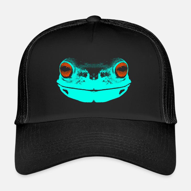 Frosch / Gesicht / farbig - Trucker Cap - Schwarz/Schwarz