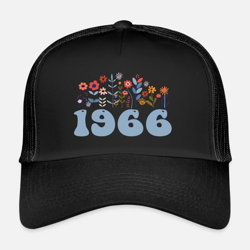 1966 Floral Pattern 1966 Floral Theme Floral 1966 Trucker Cap