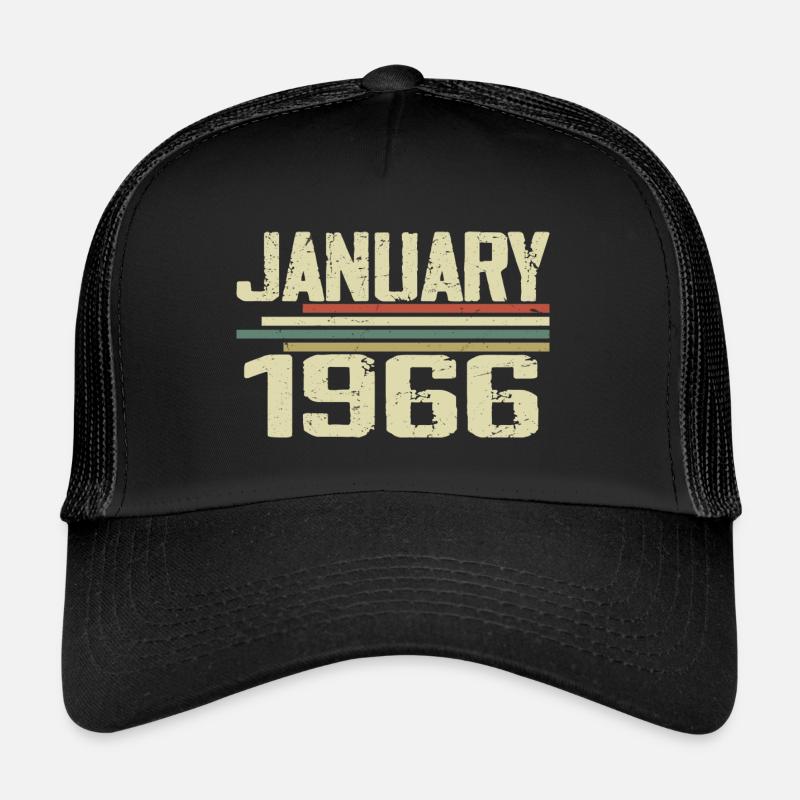 Januar 1966 - Geburtstagsgeschenk Januar 1966 - Trucker Cap - Schwarz/Schwarz