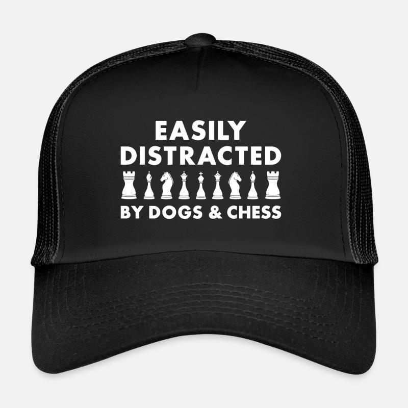 Chess Player Easily Distracted By Dogs And Chess Trucker Cap