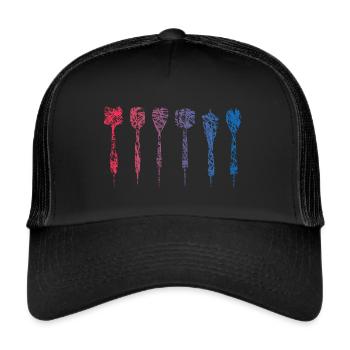 Dartpfeile Kritzelei Farben Dartpfeil Dart - Trucker Cap - Schwarz/Schwarz - Vorne