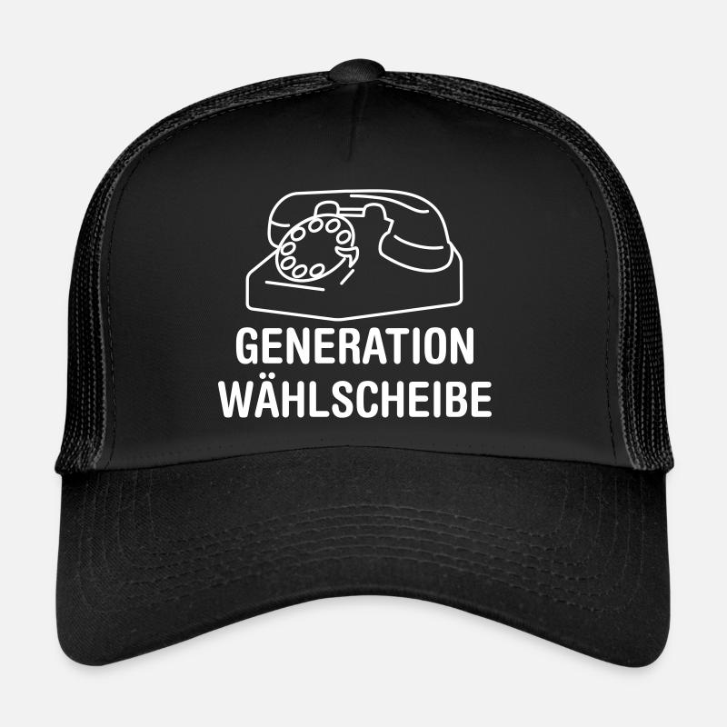 Retro Generation Wählscheibe Telefon Spruch - Trucker Cap - Schwarz/Schwarz