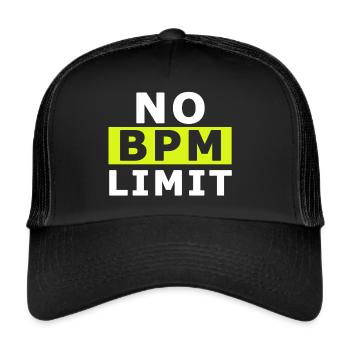 NO BPM Limit Rave Techno Party Berlin EDM Electro - Trucker Cap - black/black - Front