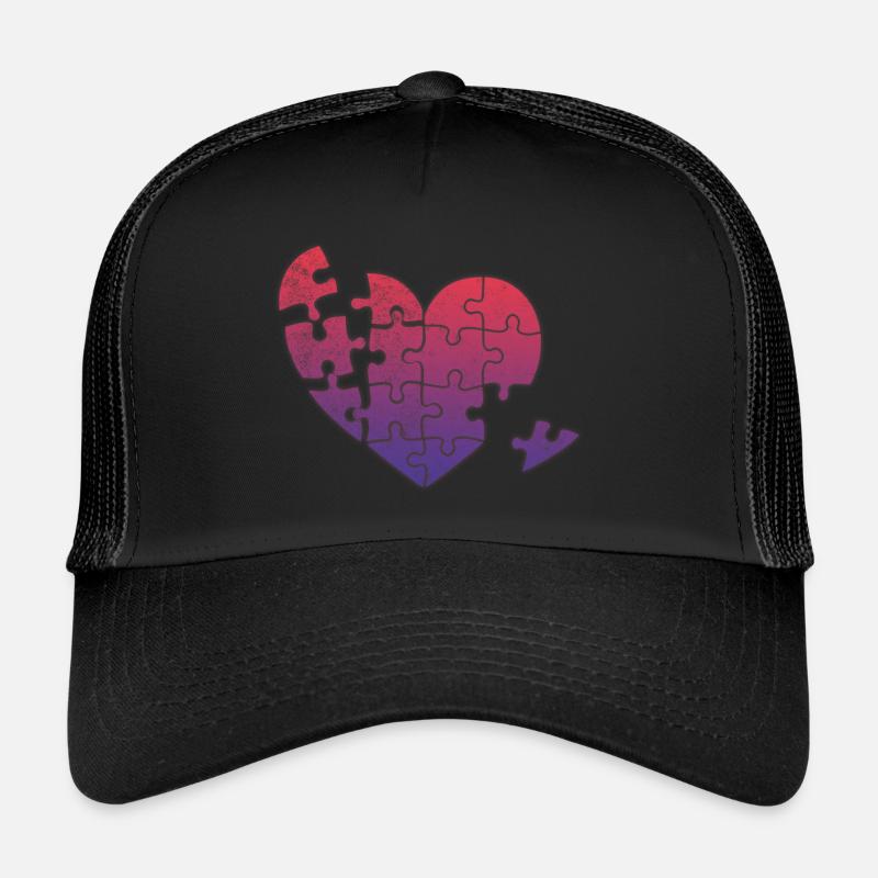 Herz - Trucker Cap - Schwarz/Schwarz