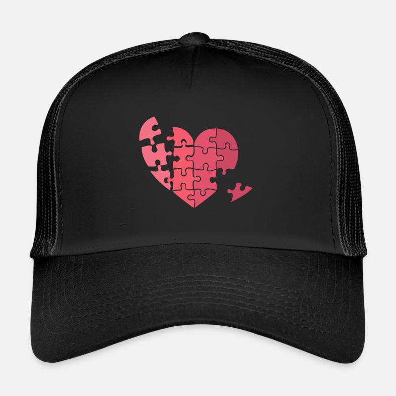 Puzzle Herz Valentinstag Zerbrochen Geschenkidee Trucker Cap