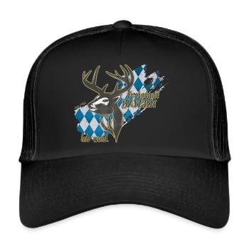 Bayern freistaat Streetwear Trachten Motiv - Trucker Cap - Schwarz/Schwarz - Vorne