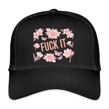 Fuck it rosa - Trucker Cap - Schwarz/Schwarz - Vorne