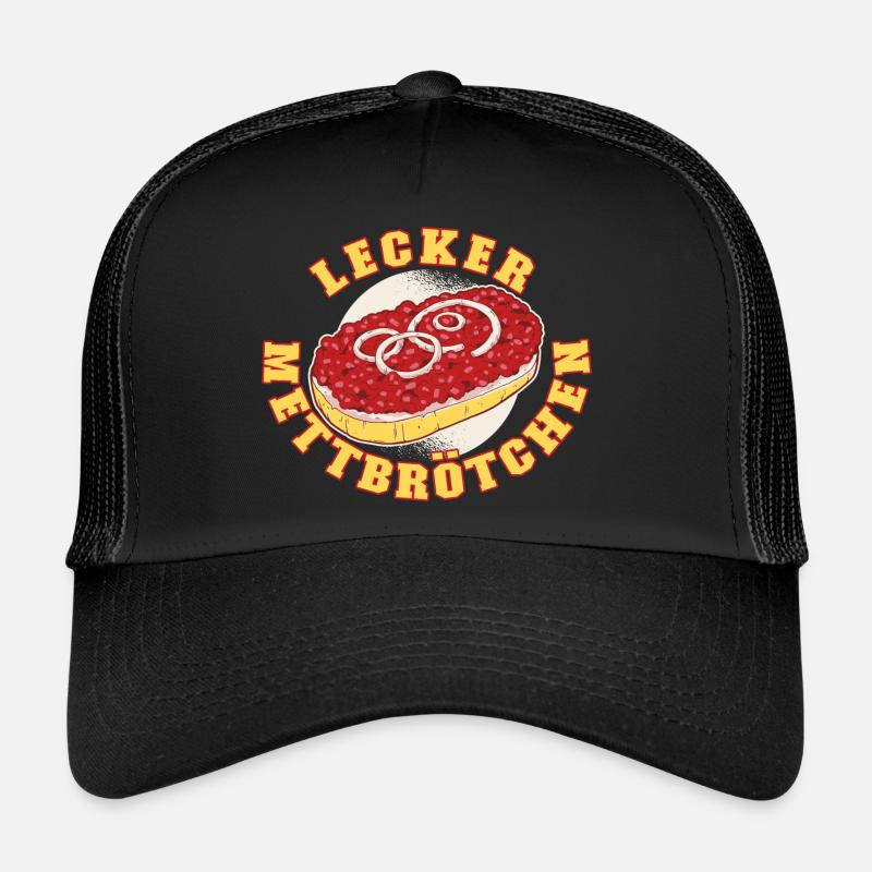 Lecker Mettbrötchen mit Zwiebeln - Trucker Cap - Schwarz/Schwarz