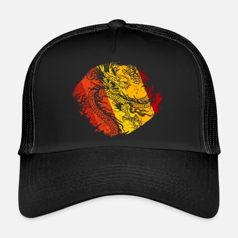 Dragon chinois - Casquette trucker  - noir/noir