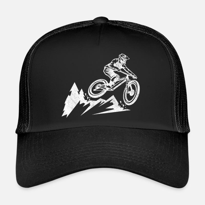 mountainbike downhill single trail biker geschenk - Trucker Cap - Schwarz/Schwarz