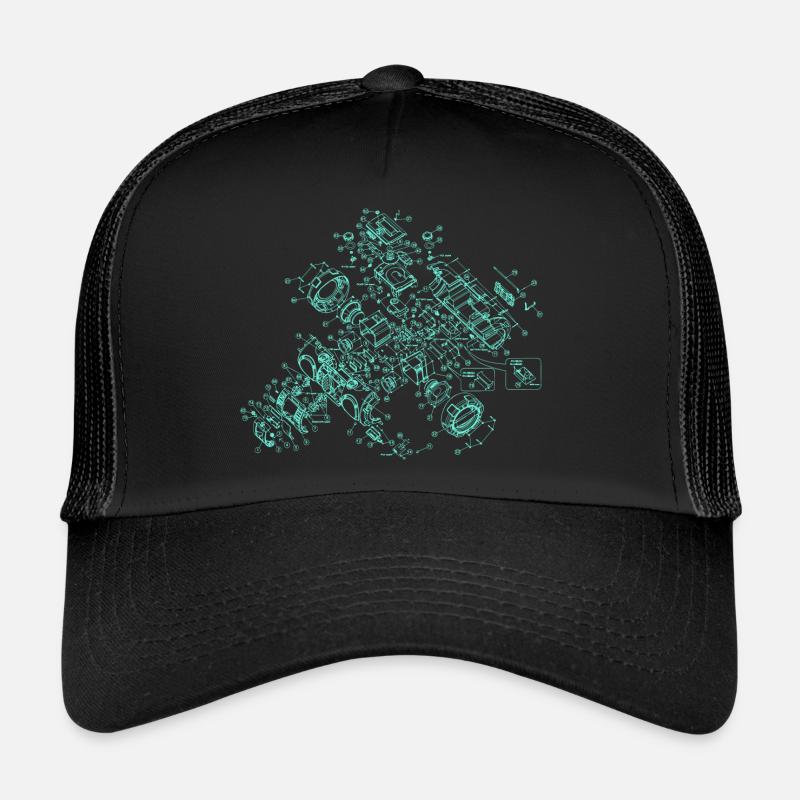 Retro Old School Sound System HiFi Illustration - Trucker Cap - black/black