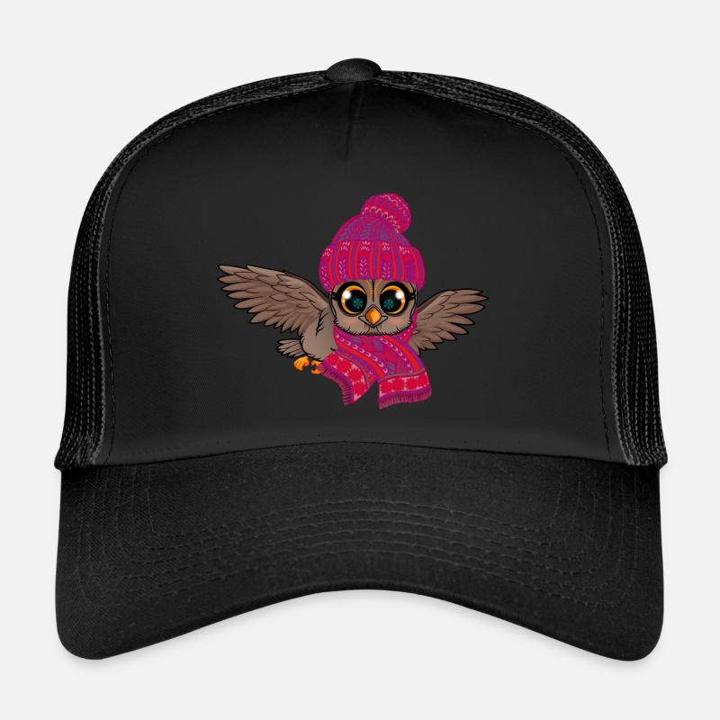 Frosteule Eule Frostbeule Herbst Winter - Trucker Cap - Schwarz/Schwarz