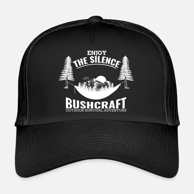 Bushcraft Survival Bushcrafter Enjoy The Silence - Trucker Cap - Schwarz/Schwarz