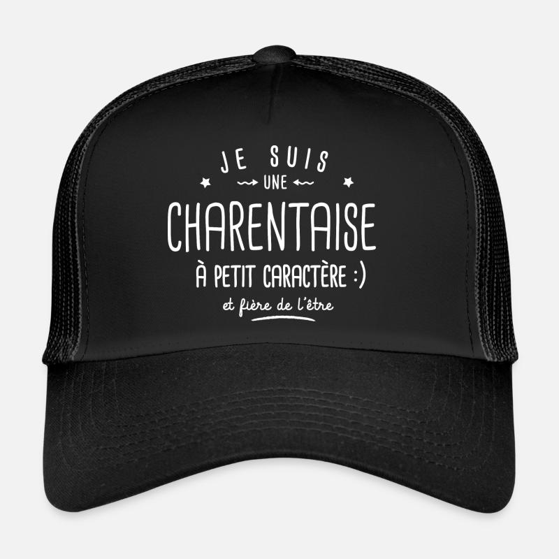 charentaise à petit caractère Cadeau Charentes - Casquette trucker  - noir/noir