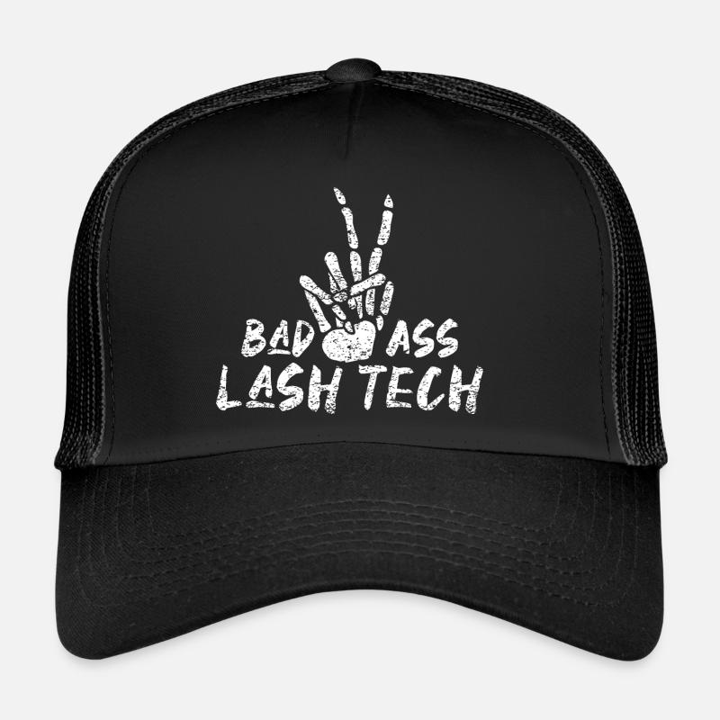 Bad Ass Lash Artist Skelleton Mains Cils Hallow Casquette trucker 