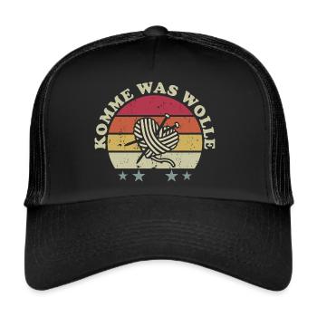 Komme was Wolle - Trucker Cap - Schwarz/Schwarz - Vorne