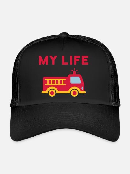 My life (fire truck with ladder) - Trucker Cap - black/black - Front