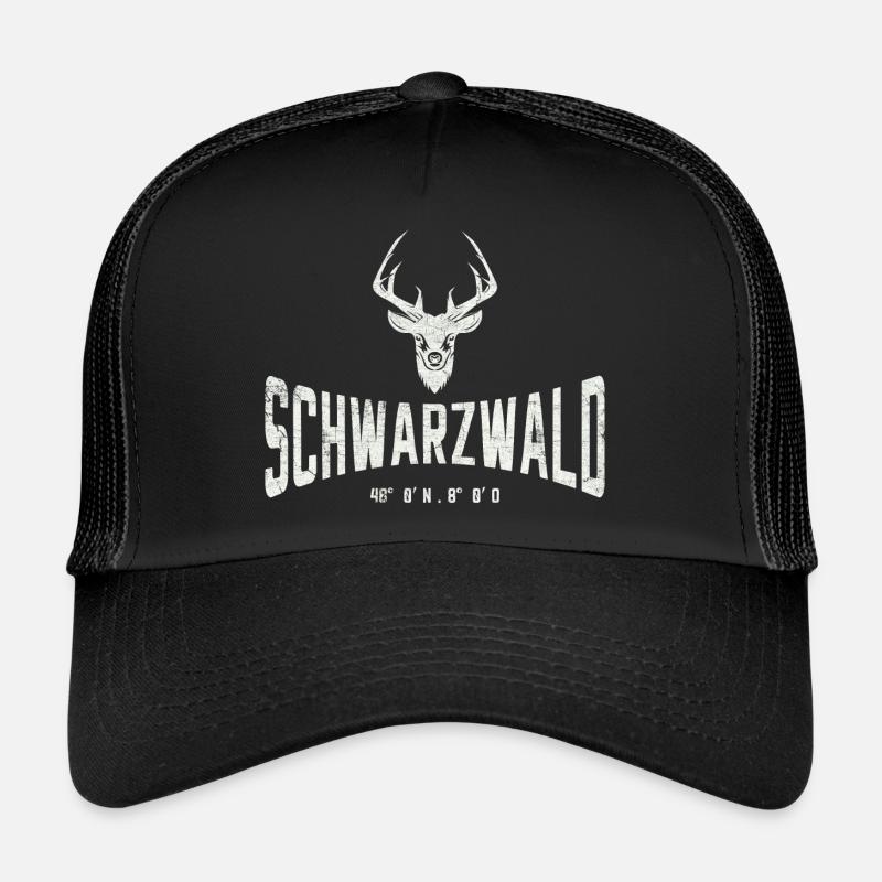 SCHWARZWALD 48° 0′ N , 8° 0′ O - Trucker Cap - Schwarz/Schwarz