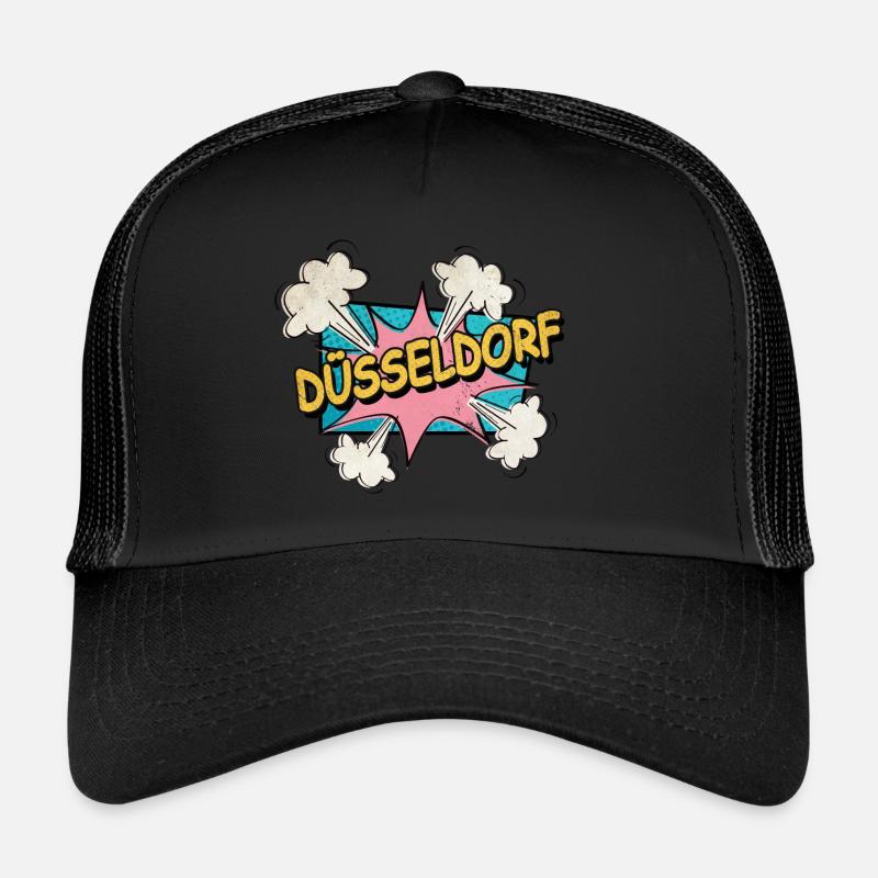 Dusseldorf Germany City Font Pop Art Comic Trucker Cap