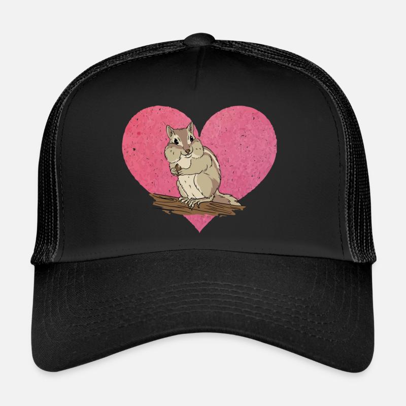 Streifenhörnchen Chipmunk Nagetier Geschenk - Trucker Cap - Schwarz/Schwarz