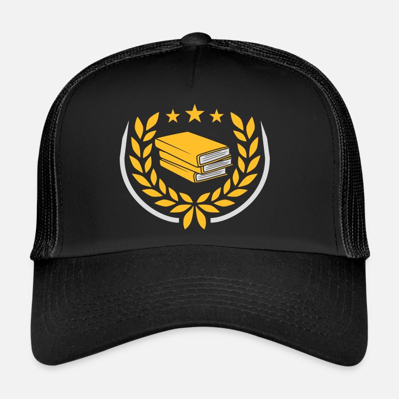 Lorbeerkranz gestapelte Bücher Sterne Trucker Cap
