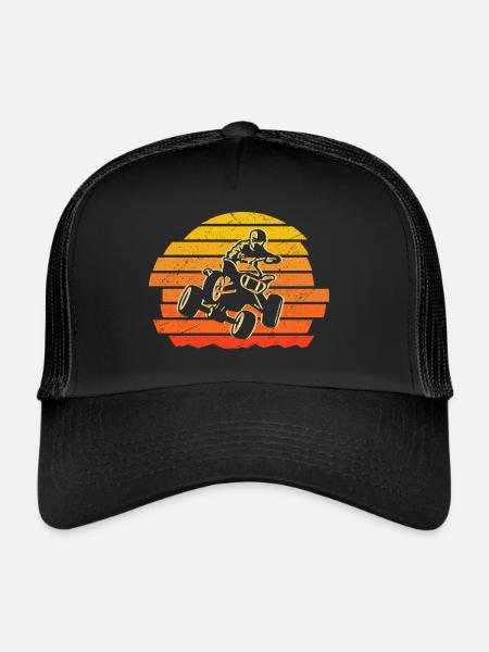 ATV Fahrer Grafik Offroad Quadfahrer Quad - Trucker Cap - Schwarz/Schwarz - Vorne