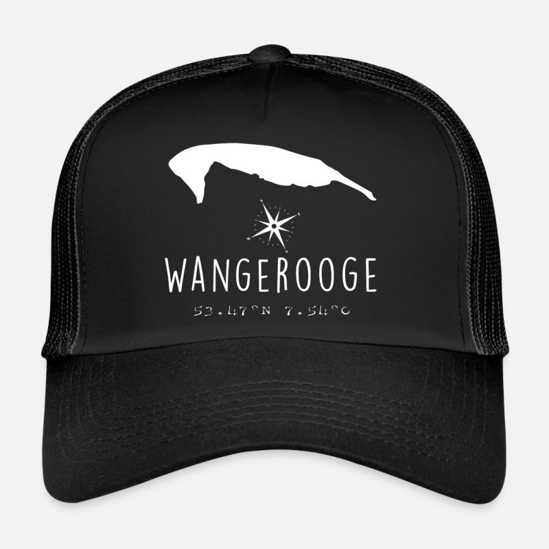 Wangerooge Herzschlag Nordsee Geschenk - Trucker Cap - Schwarz/Schwarz