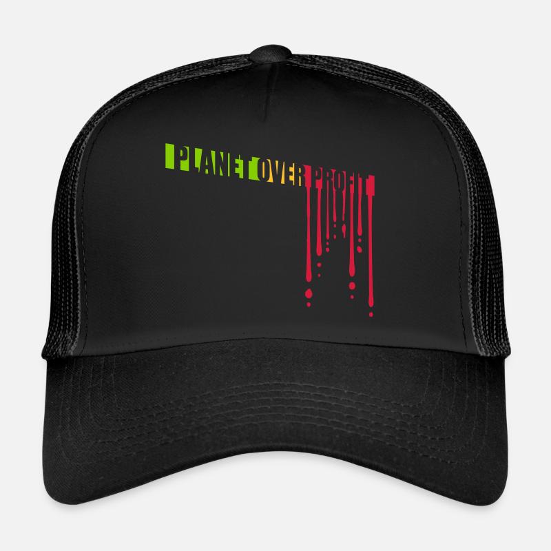planet over profit quote Trucker Cap