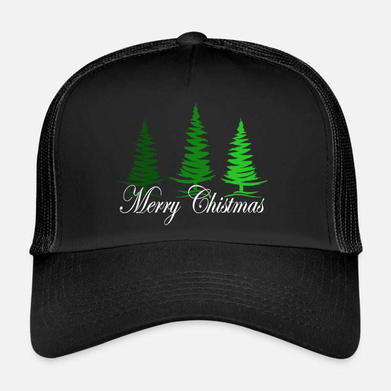 Merry Christmas mit Weihnachtsbäumen - Trucker Cap - Schwarz/Schwarz