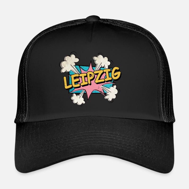Leipzig Deutschland Stadt Schrift Pop Art Comic Trucker Cap