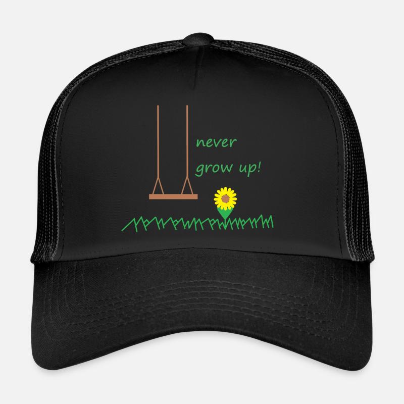 never grow up! - Trucker Cap - Schwarz/Schwarz