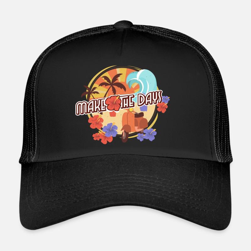 Urlaub - Reise - Trucker Cap - Schwarz/Schwarz