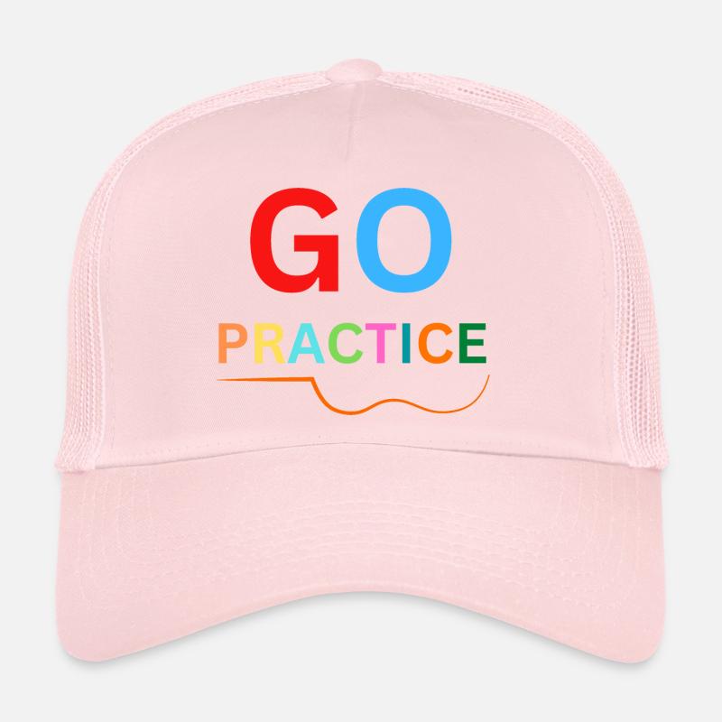 Practice Violin - Go Practice- Rainbow Text Trucker Cap