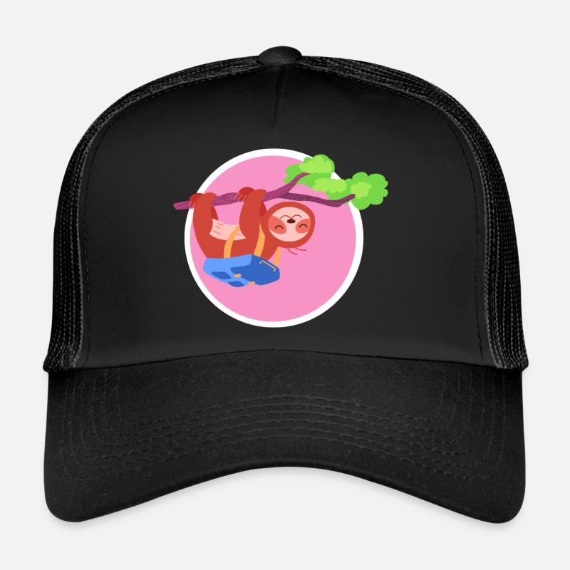 Faultier rosa - Trucker Cap - Schwarz/Schwarz