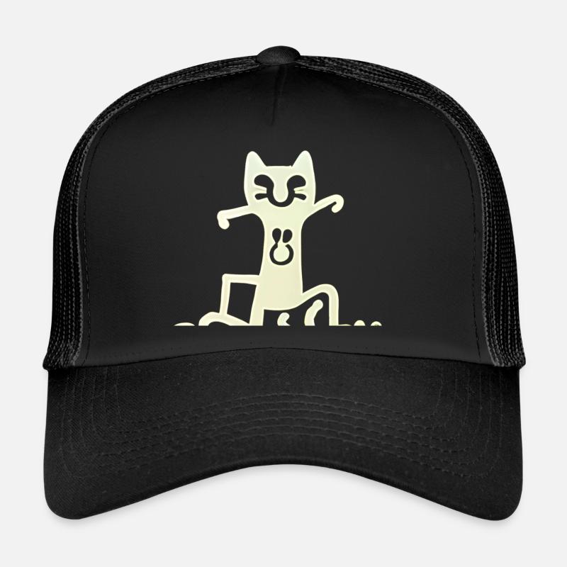 Chat dansant léger - Casquette trucker  - noir/noir