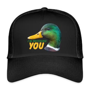 Ente - Ich beobachte Dich - Trucker Cap - Schwarz/Schwarz - Vorne
