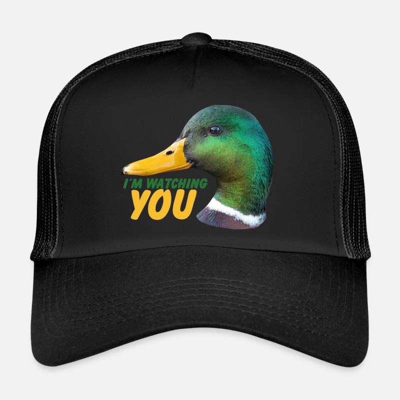 Ente - Ich beobachte Dich - Trucker Cap - Schwarz/Schwarz