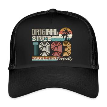 1993 Jubiläum 1993 Jahrgang 1993 Jubiläum - Trucker Cap - Schwarz/Schwarz - Vorne