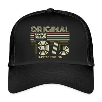Original 1975 Jahrgang Vintage Geburtstag Retro - Trucker Cap - Schwarz/Schwarz - Vorne