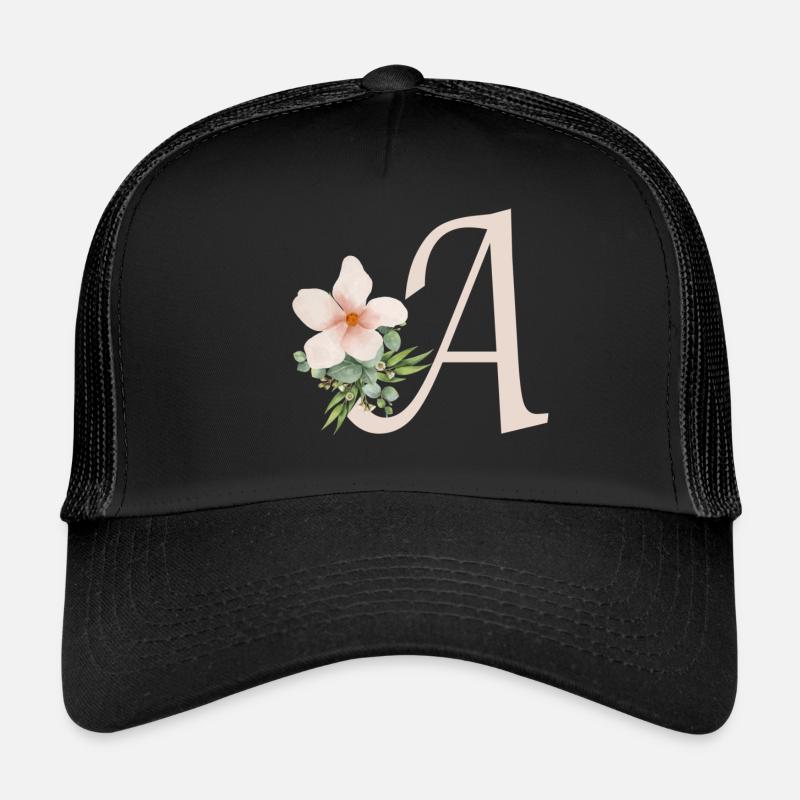 Lettre A avec fleur Casquette trucker 