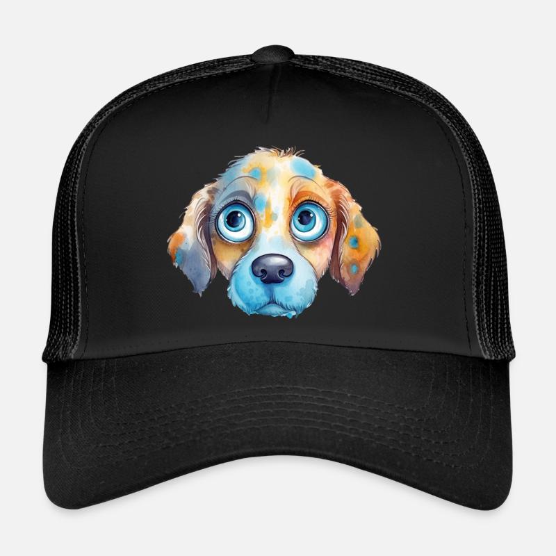 Dessin à l’aquarelle de chien Casquette trucker 